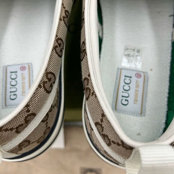 Men's Gucci tennis 1977 low top slip on sneakers size 12 made in Italy - Picture 6 of 9